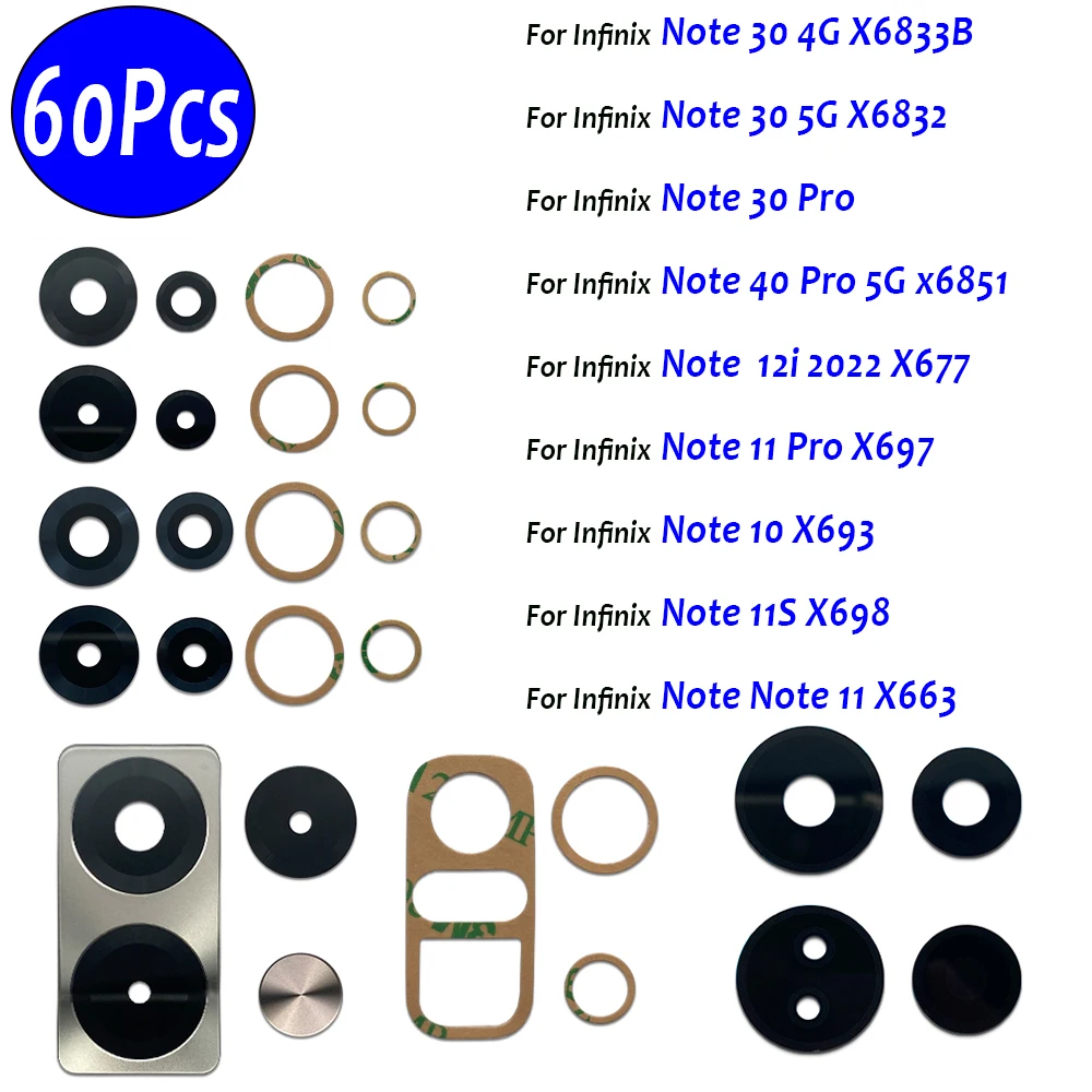 60 шт. стеклянные линзы для задней камеры с наклейкой Ahesive Infinix Note 12i 30 4G 5G 40 11 Pro 10 X6833B