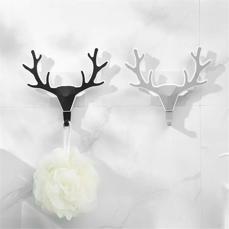 

Deer Horns Hanger Rack Home Animal Vintage Deer Head Antlers Creative Hooks Punch-free Door Keys Cloth Coat Organizer Hanger