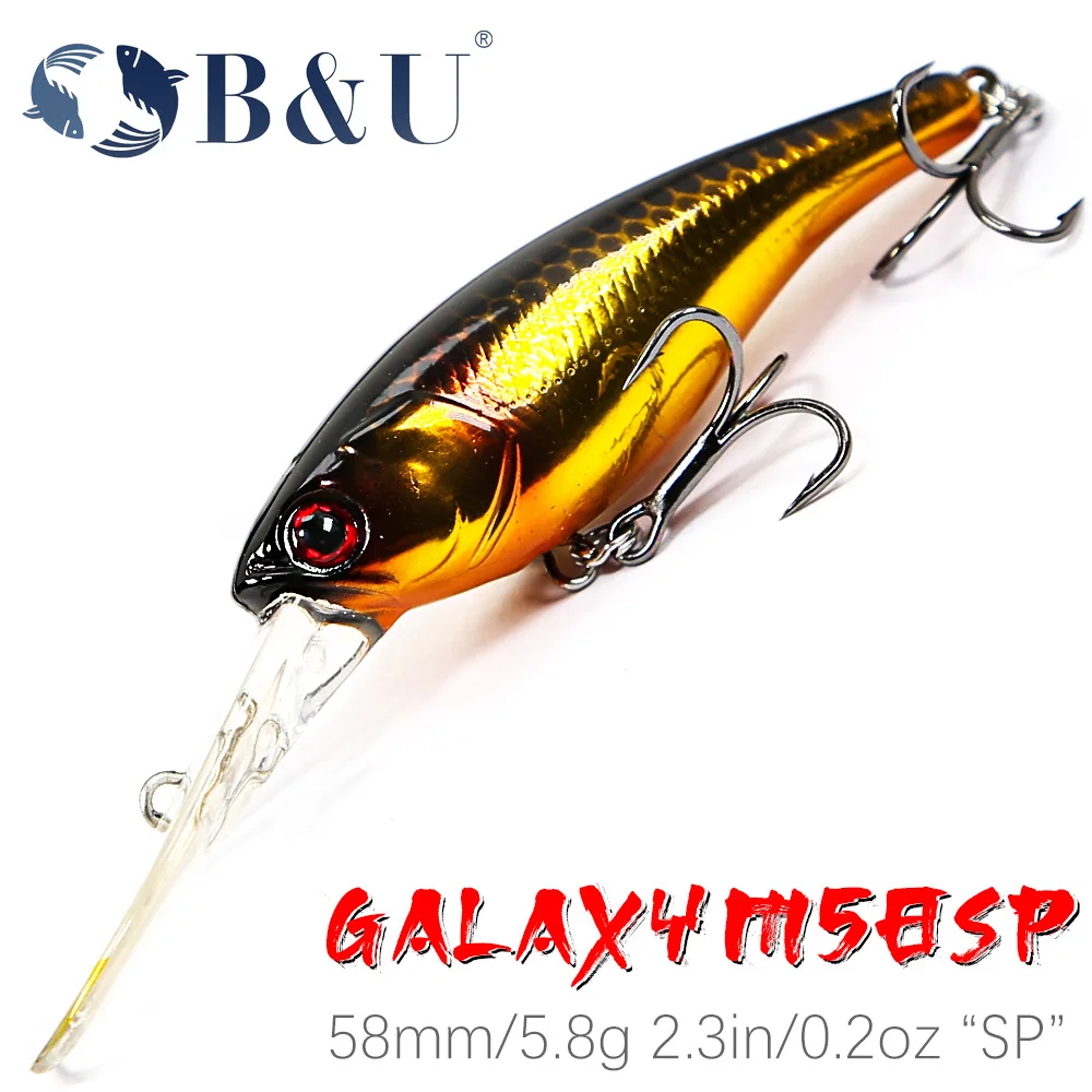 

B&U 58mm Long casting Weight System Top Fishing Hard Lures Bait Minnow Crank Wobbler Quality Tackle Hooks SP