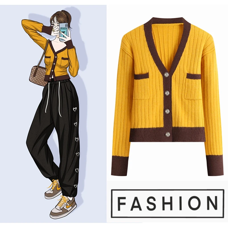 

Женский однотонный вязаный кардиган, популярный джемпер в корейском ретро-стиле, свитеры, новинка, повседневный универсальный свободный ви...