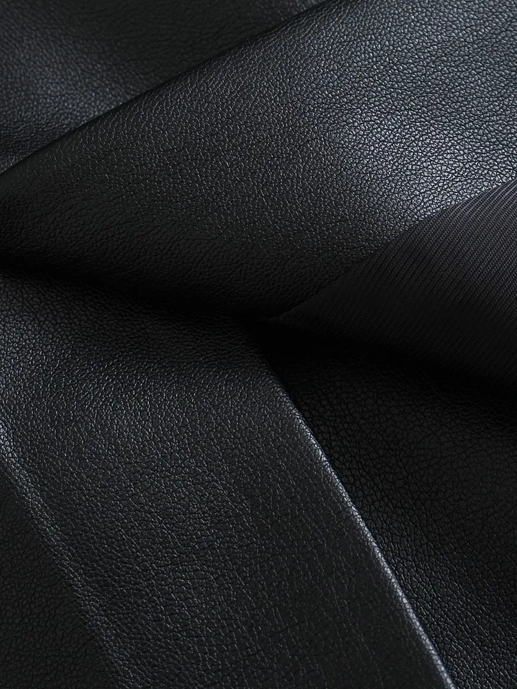 Женский пиджак из искусственной кожи Adherebling Traf винтажный с длинными рукавами и