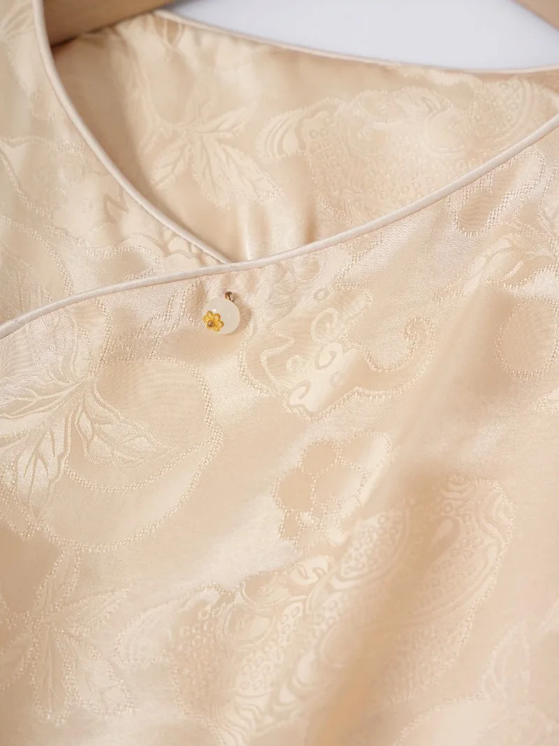 2024 женский осенний новый топ из 100% натурального шелка шелковицы HuaLuo жаккардовый