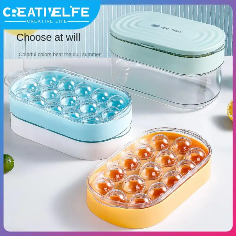 

Party Bar Kitchen New Type Trays Silicone Mould Soft Silicon Rubber Bottom Ice Tray With Cover Round Cold Drink Set 3d