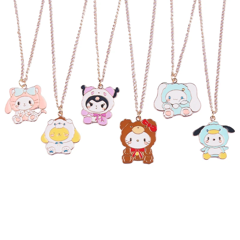 

New Sanrio HelloKitty MyMelody Cinnamoroll Alloy Necklace Kawaii Anime Clavicle Chain Girl Couple Girlfriend Pendant Accessories