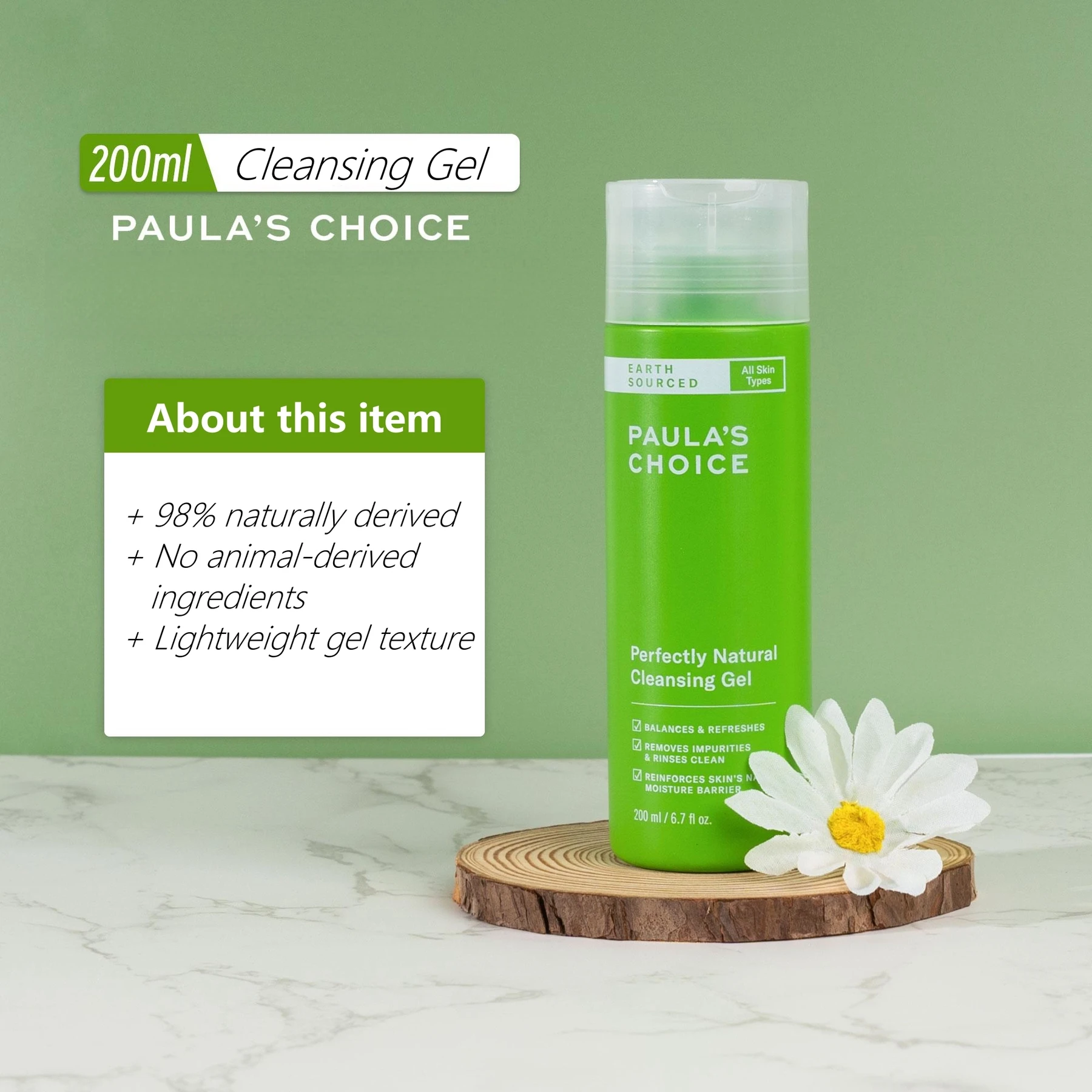 

200ml Paula's Choice Perfectly Natural Gel Cleanser With Aloe Gentle Cleans Pores Oil Makeup Refreshed Skin Hydrating Face Wash