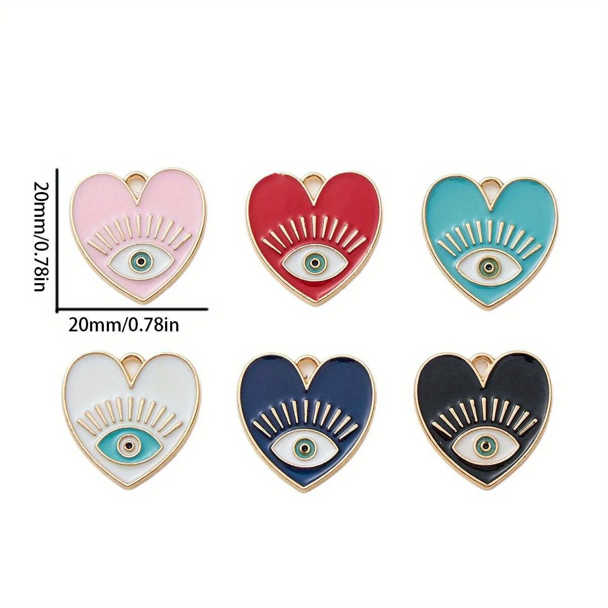 5 шт. золотого цвета 20x20 мм милые эмалированные подвески в форме сердца и глаз