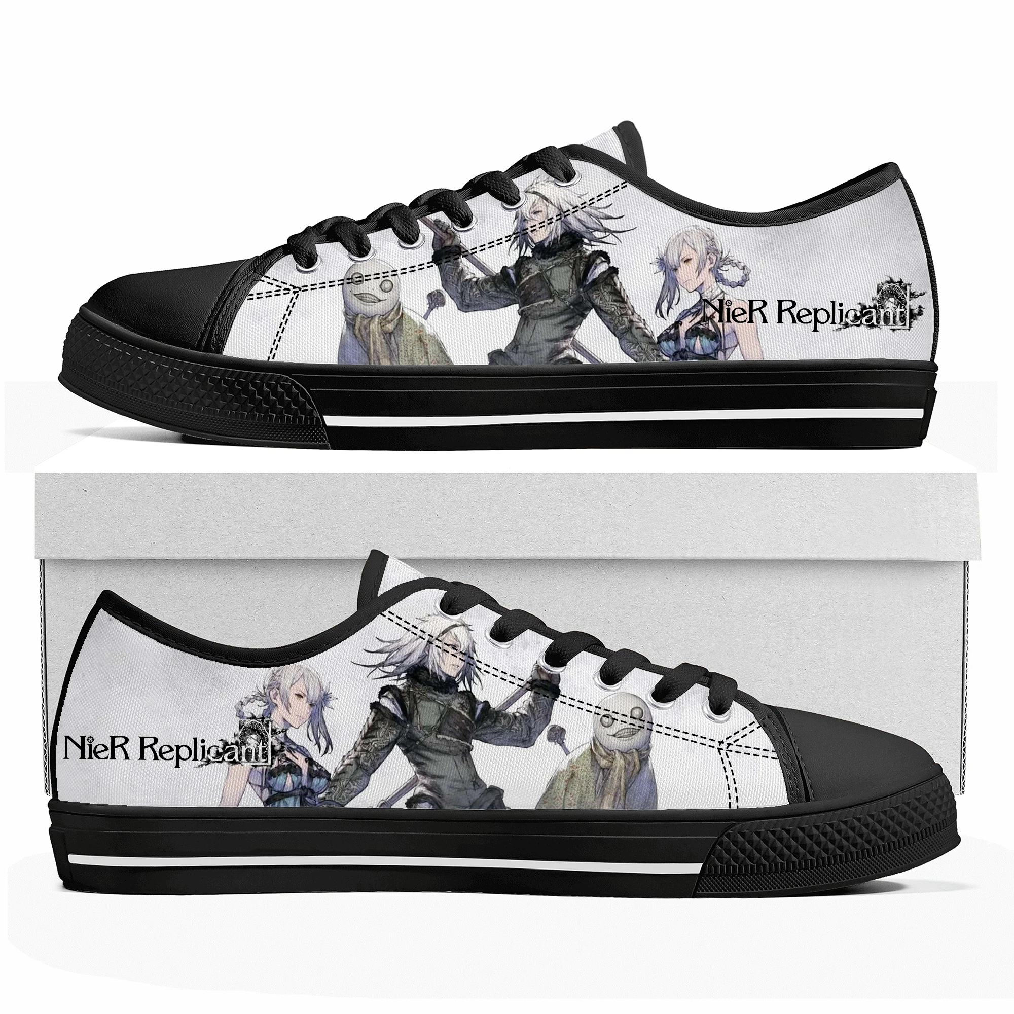 

Nier Replicant Custom Low Top Sneakers Cartoon Game Womens Mens Teenager High Quality Shoes Casual Tailor Made Canvas Sneaker