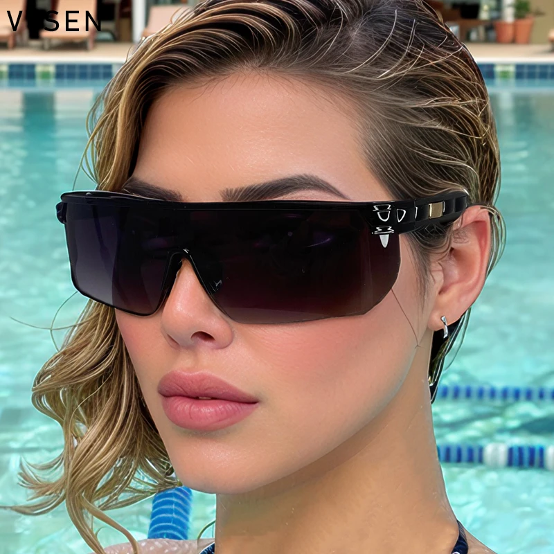 Мужские солнцезащитные очки с прямоугольным щитом 2024 элитный бренд модные