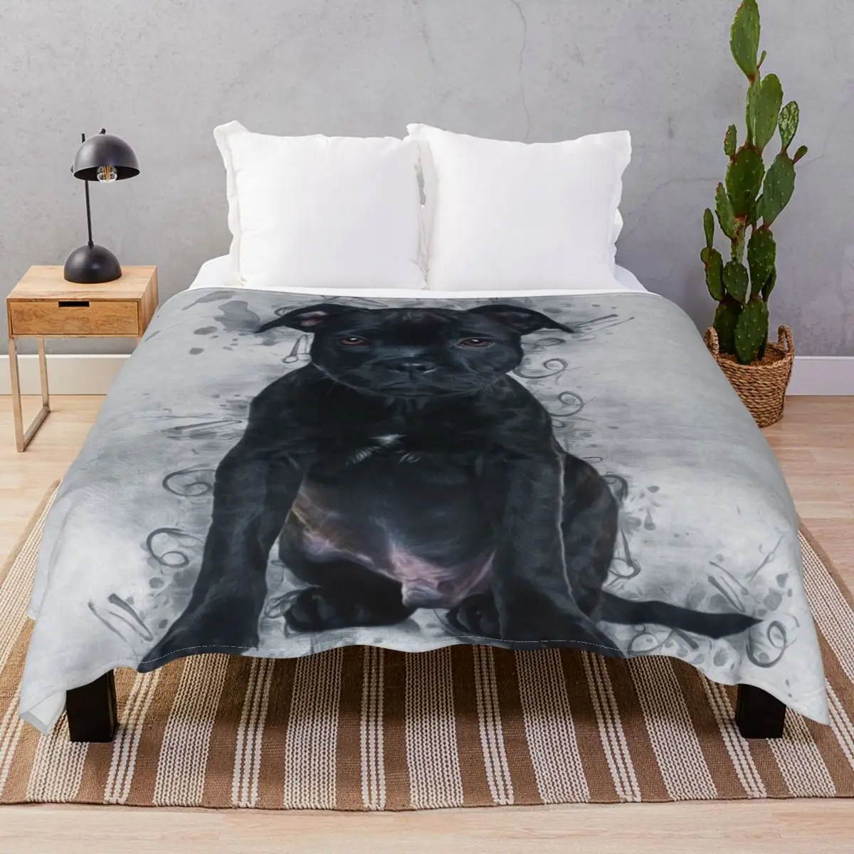 Staffordshire Bull Terrier Blankets Flannel Print Lightweight Unisex Throw Blanket for Bedding Sofa Camp Office