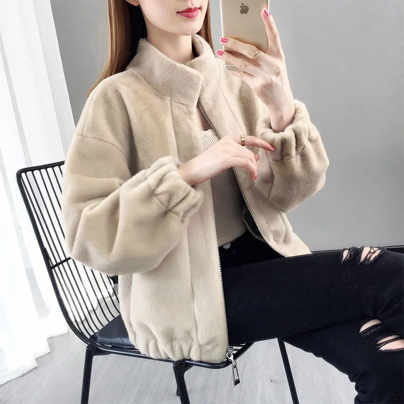 2022 Winter Fashion Women's Short Style Faux Fur Fluffy Warm Women's Coat Faux Fur Jacket Women Fur Coats Basic Zipper Top