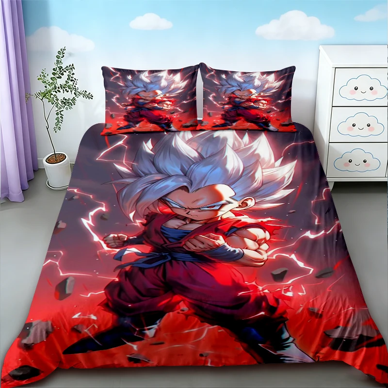 Подростковый комплект постельного белья с мультяшным рисунком Dragon Ball Goku, размер QueenKing, для спальни, дома, общежития, декор, подарки на день рождения (art.: 3920daaede9df) - 3920daaede9df