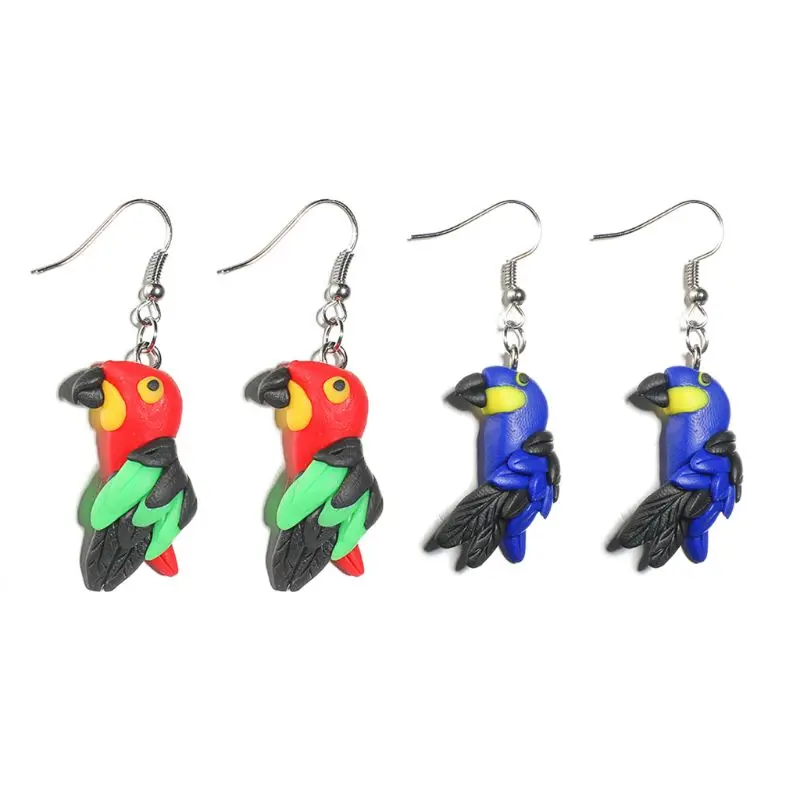 

Simple Colorful Parrot Pendant Animal Earring Cartoon Animal Drop Earrings Unique Charm Dangle Earrings Fashion Jewelry 264E