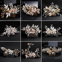 efily handmade flower rhinestone wedding hair comb clip floral bridal hair accessories pearl headpiece jewelry bridesmaid gift