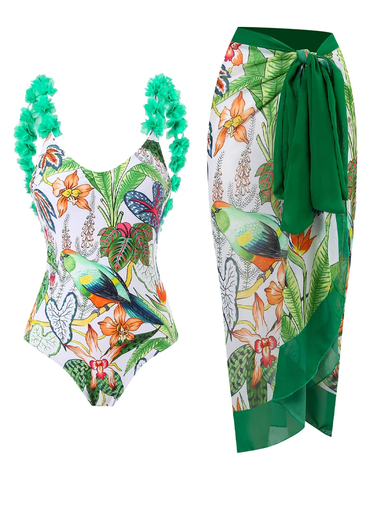 Backless Swimsuits Women's 2023 Tummy Control Covering Belly 1 Piece Swimsuit Luxury Chiffon Beach Skirt for Hot Spring Vacation