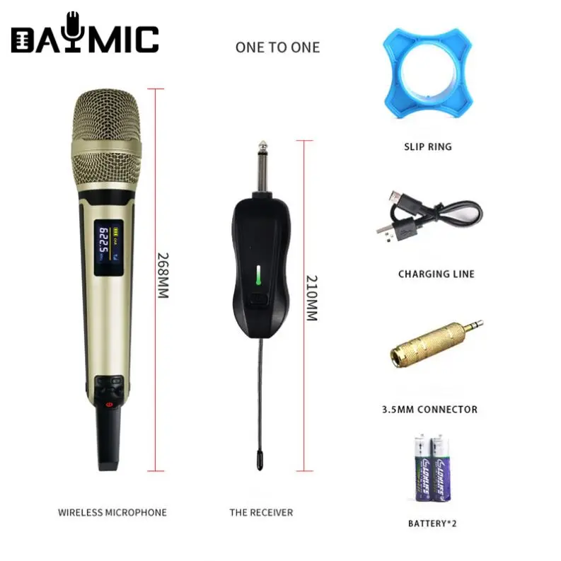 

DAYMIC Handheld wireless microphone for livestream family Karaoke mike single channel recharge receiver