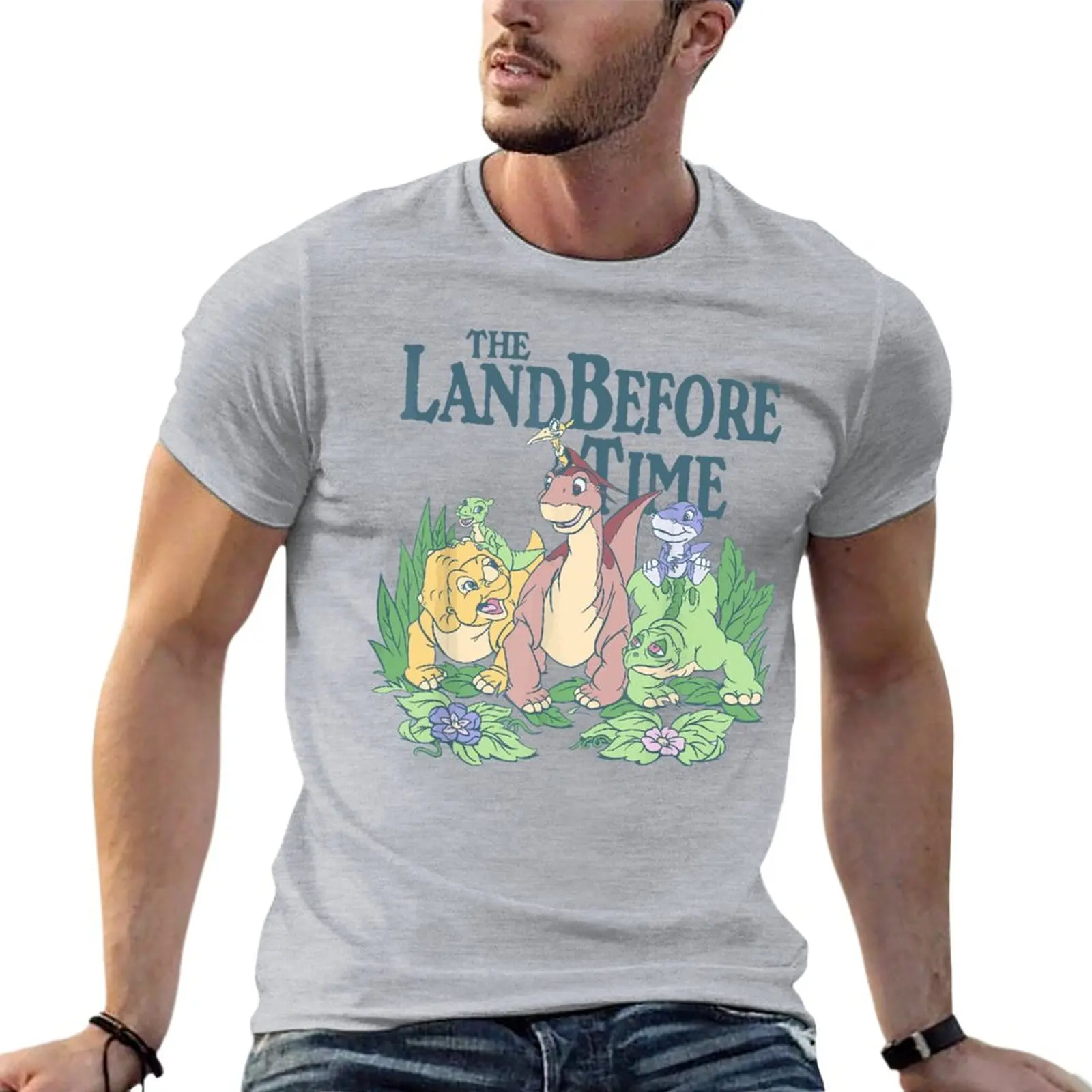 

Land Before Time Pastel Dinosaur Friends Oversized T Shirt Custom Men'S Clothes 100% Cotton Streetwear Large Size Tops Tee