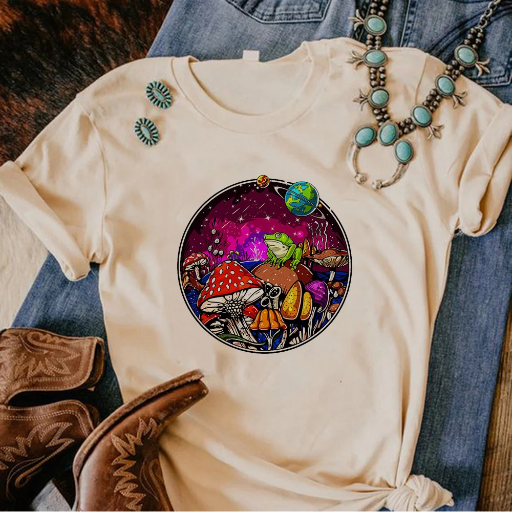 

Волшебные грибы, инопланетянин, психоделическая футболка, женская дизайнерская уличная одежда, Аниме Топ, графическая одежда для девушек
