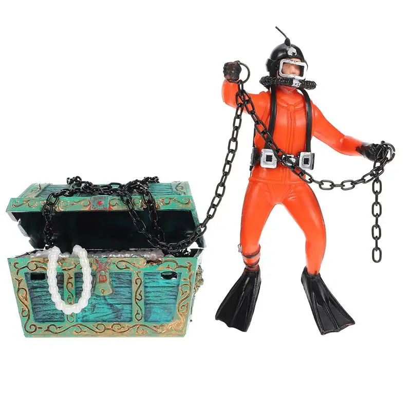 

Diver Treasure Chest Box Antique Fish Tank Aquarium Decoration Landscape Pirate Gold Coins Ornaments Resin Crafts