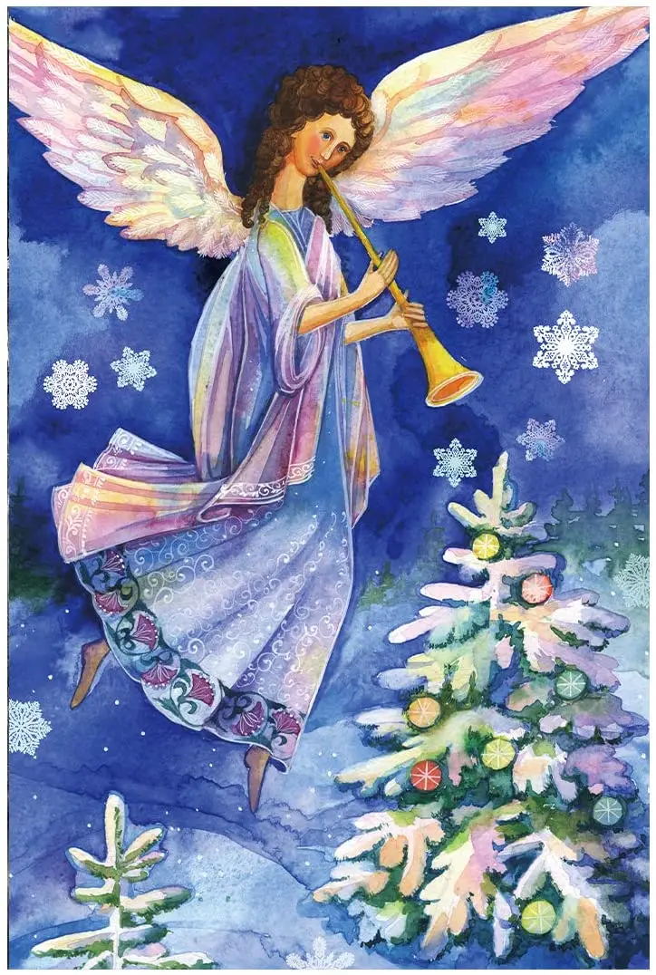 

Peace Angel and Colorful Christmas Tree Decorative Inspirational Winter Snow Garden Flag Banner for Outside House Yard Home Deco