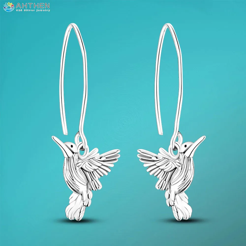 

Ahthen 925 Sterling Silver Stud Earrings Crested Bird Earrings Ear Hooks Fashion Women Earrings Free Shipping