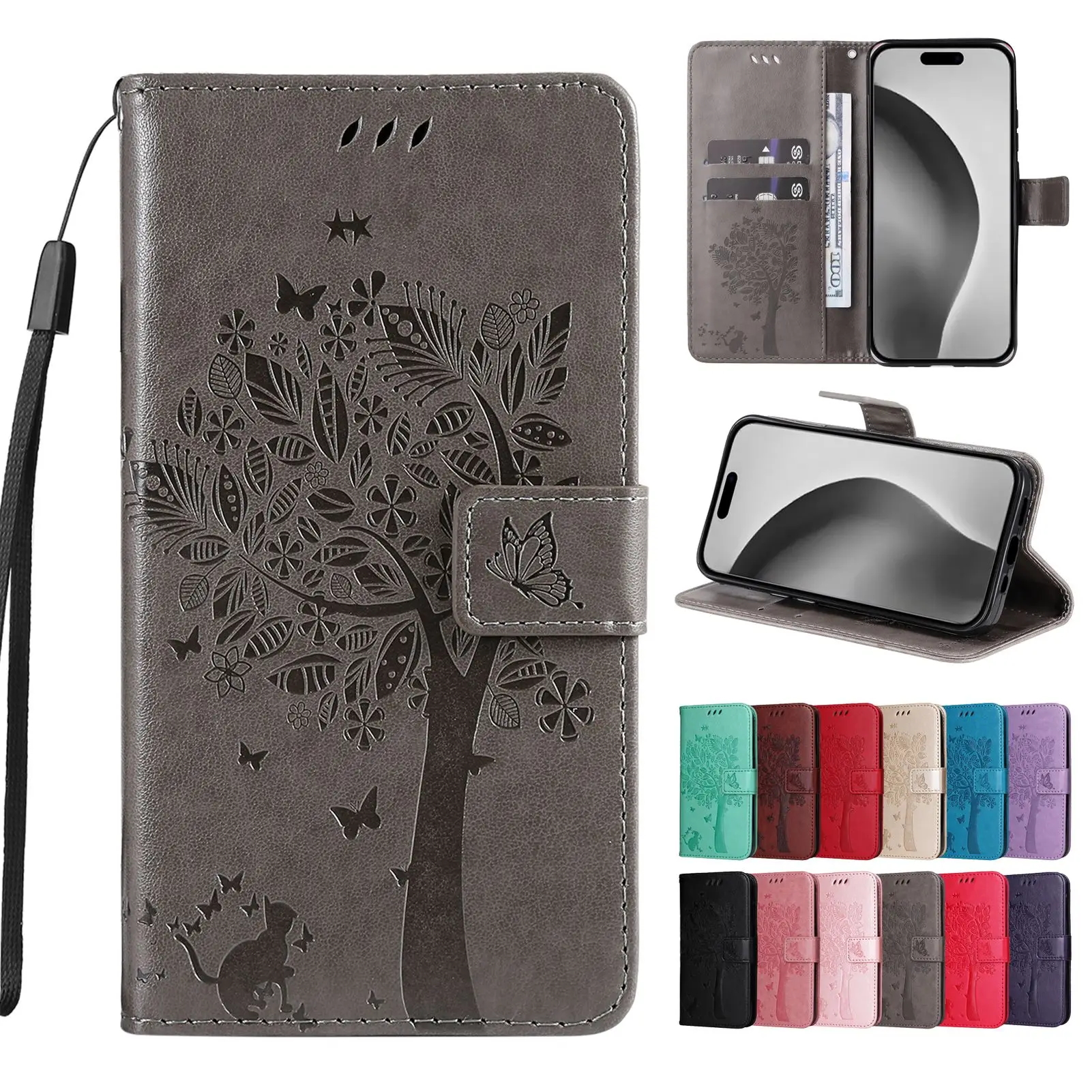 Чехол для телефона Huawei Nova 8i Y61 5T 10 9 7 6 SE 5i Pro 4E Y70 Plus 2 Lite 3i Synjolly Flip Card Wallet Case Tree Stand Cover