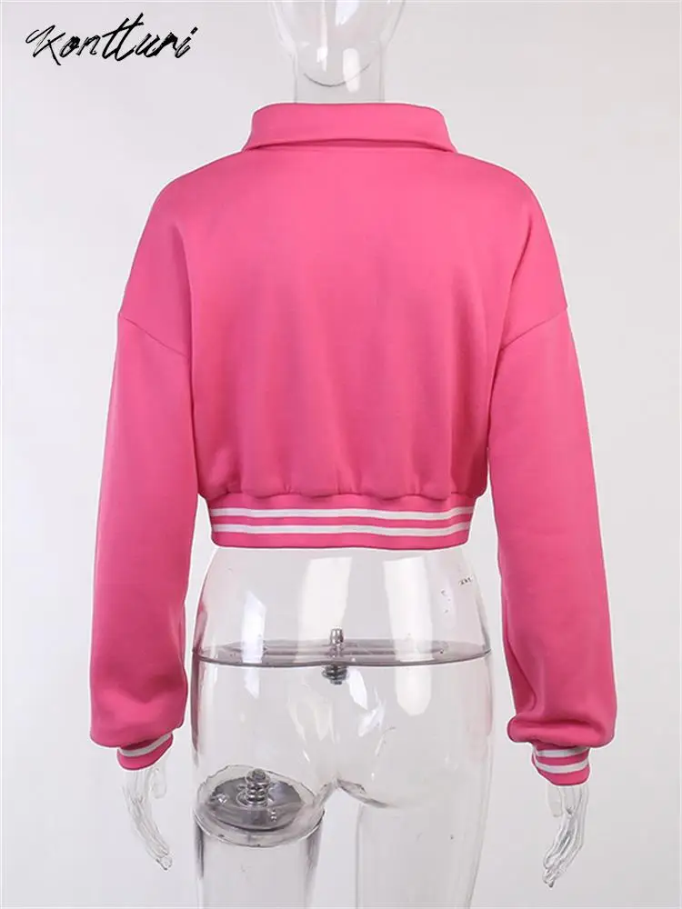Женская бейсбольная куртка Kontturi розовые облегающие укороченные куртки с круглым