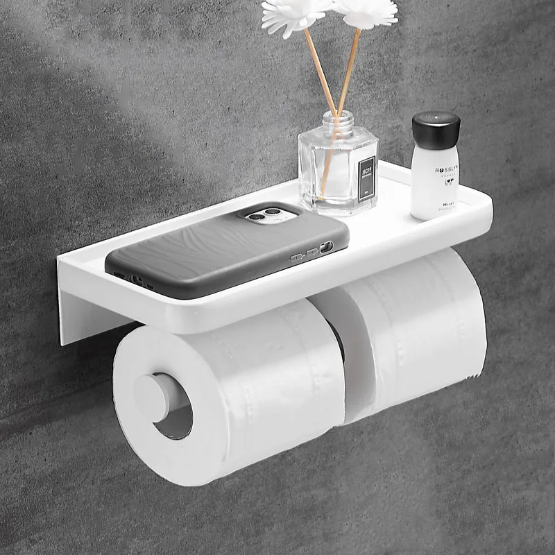 

Белый держатель для бумажных полотенец в ванную комнату, алюминиевая стойка для бумаги, туалетной бумаги, держатель для туалетной бумаги, настенная черная полка для ванной комнаты