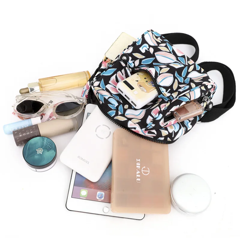 Мини-рюкзак с принтом для женщин Модный женский маленький рюкзак нейлоновые