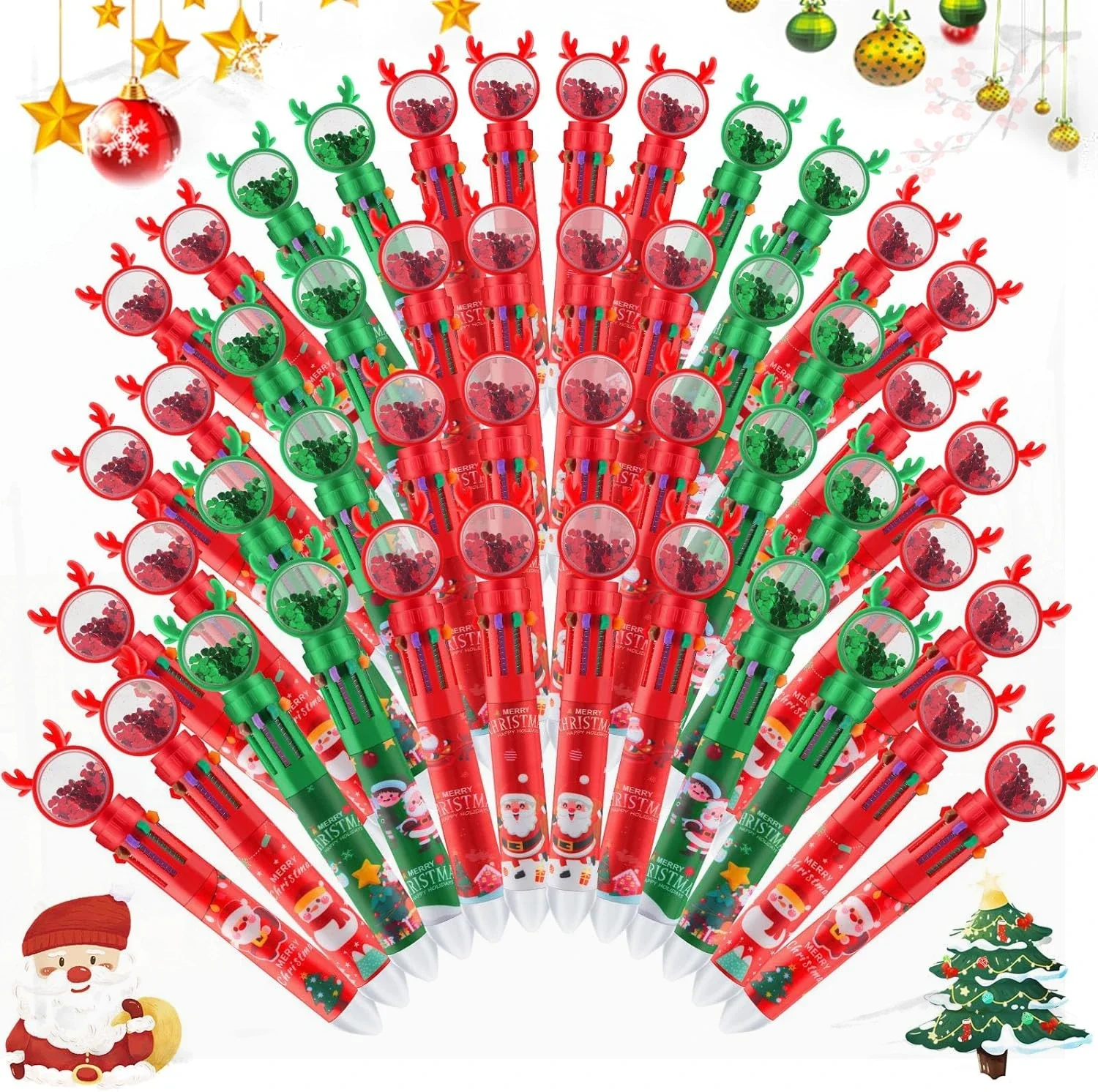 12 шт. оптовая продажа рождественские 10 цветов шариковые ручки Санта-Елка олень