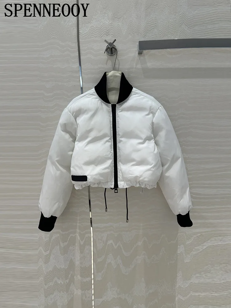 SPENNEOOY модный подиумный зимний белый пуховик женский воротник-стойка на молнии