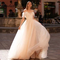 wedding dresses for women tulle off the shoulder crystal sweep train floor length princess lace up vestido de novia