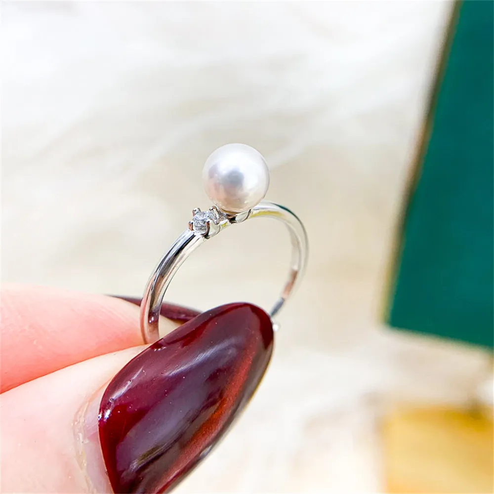 

Жемчужные аксессуары «сделай сам», кольцо из стерлингового серебра S925, пустой держатель, Модный Золотой Серебряный держатель для ювелирных изделий с бусинами 6-8 мм