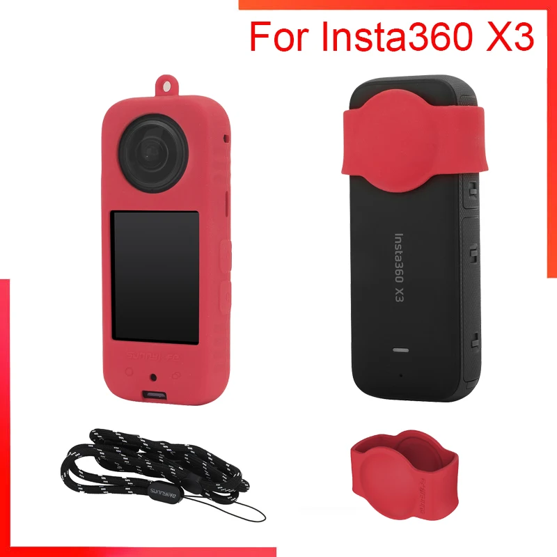 

Для Insta360 X3 Мягкий защитный чехол силиконовый защитный чехол для объектива камеры аксессуары Lanyard