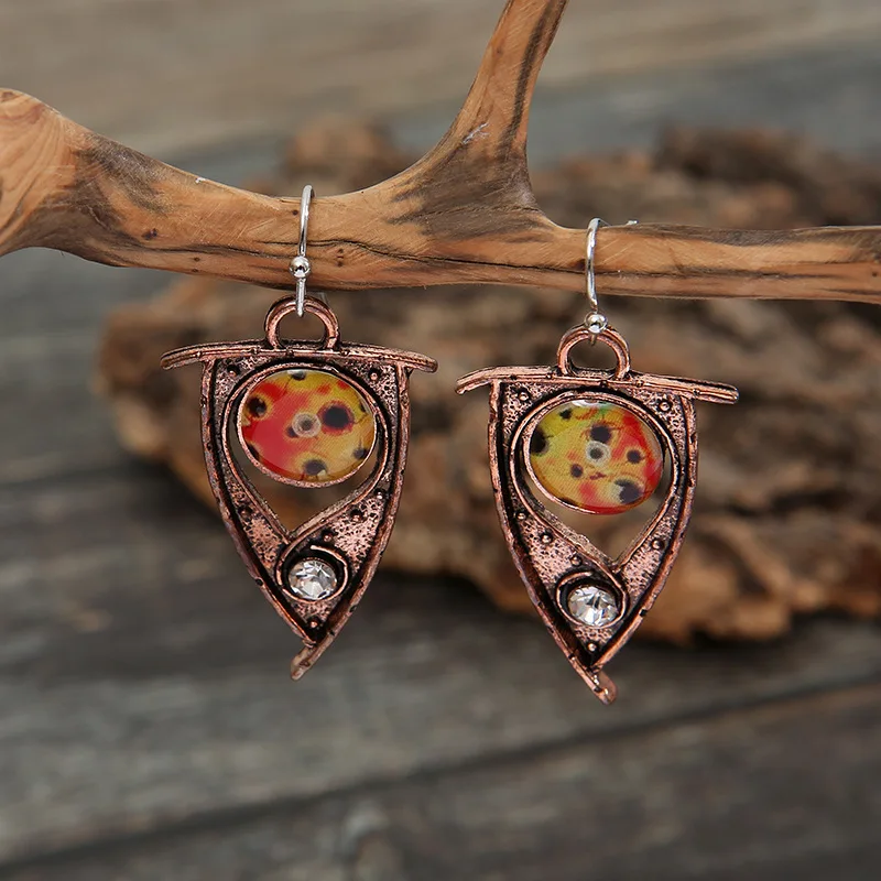 

Retro Abstract Iridescent Geometric Earrings Personality Hollow Asymmetric Earrings Female Ethnic Style Jewelry for Women