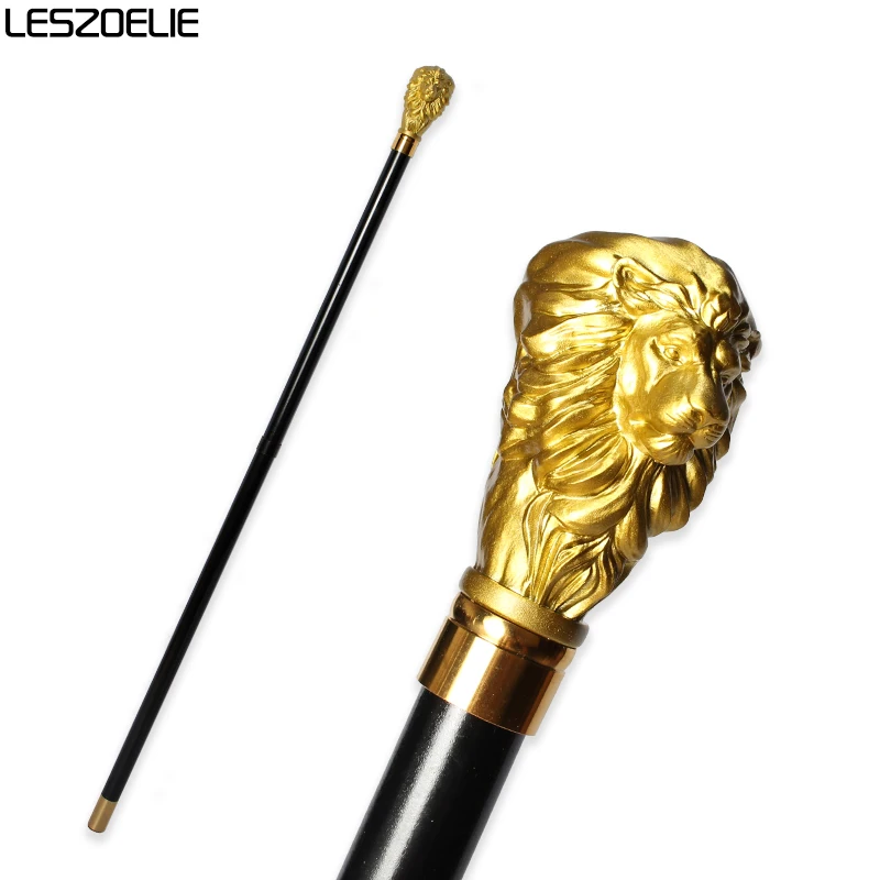 

Luxury Gold Lion Resin Handle Wooden Walking Stick Man Detachable Sticks Fashionable Canes Women Party Decorative Walking Cane