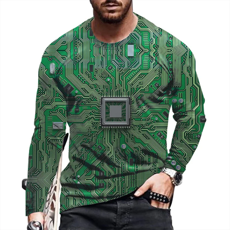 Весна-Осень 2022 Модная креативная рубашка с длинными рукавами и печатной платой