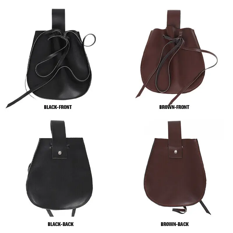 Vintage Medieval Viking PU Leather Coin Purse Wallet Small Waist Belt Pouch Viking Knight Pirate Larp Cosplay Props