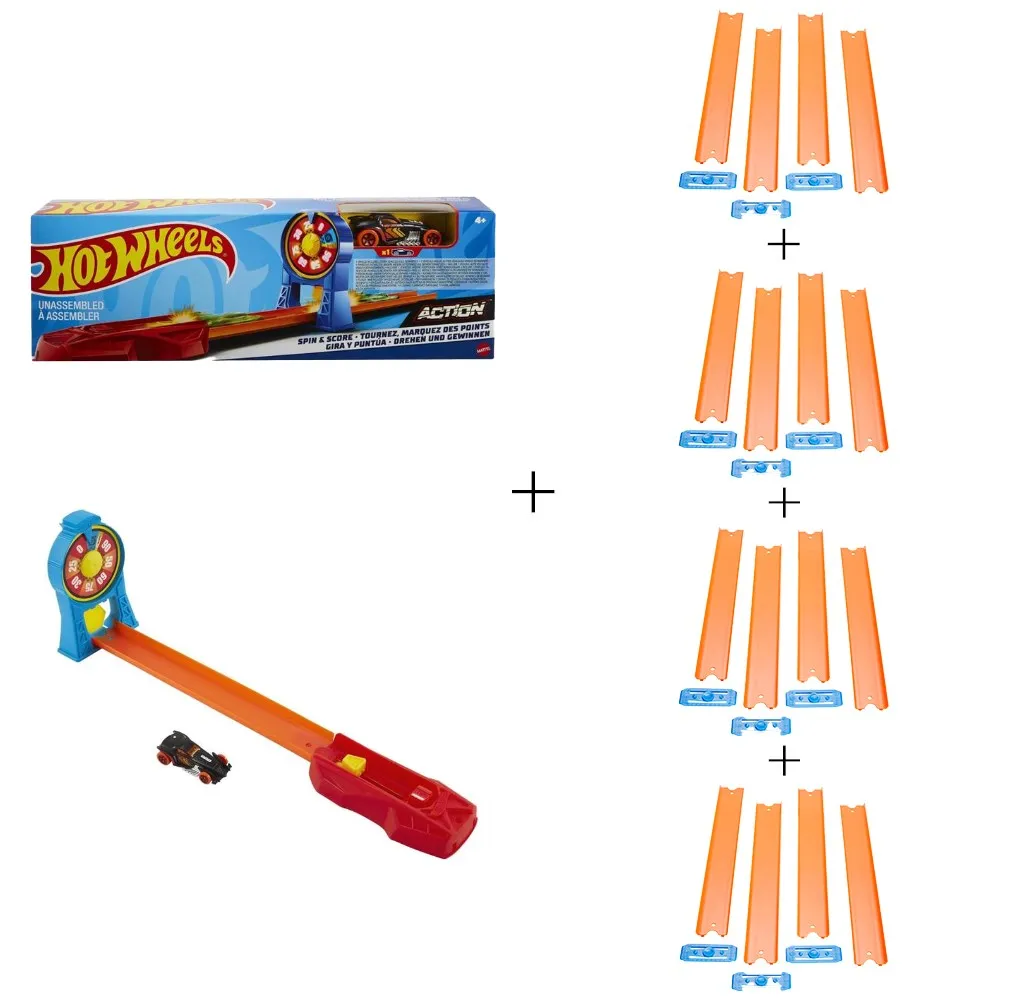 

Hot Wheels Track Builder 480cm Orange Runway Set and Hot Wheels Stunt jump Racing Şeti