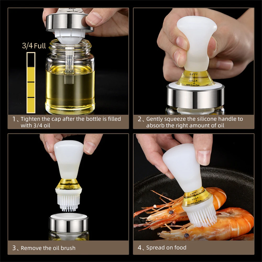 1 шт. силиконовая стеклянная бутылка для масла с щеточкой |