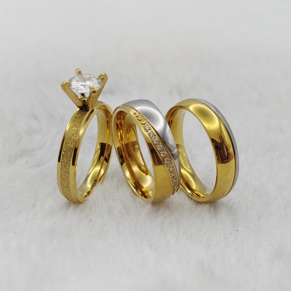 2024 Золотая имитация обещания 18 карат Золотой титан Женские свадебные