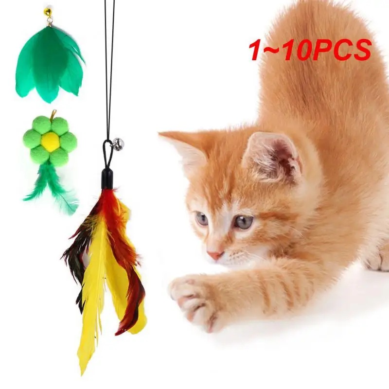 

1 ~ 10 шт. игрушки для кошек, красивая и практичная забавная палочка для кошек, товары для домашних животных, забавная палочка для кошек, Сменная головка, милый внешний вид