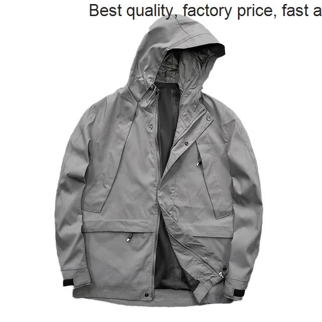 High quality luxury brand Men's Jacket Autumn Casual Waterproof Windproof Hooded Coat Ripstop Outdoor Lightweight Soft Breathabl