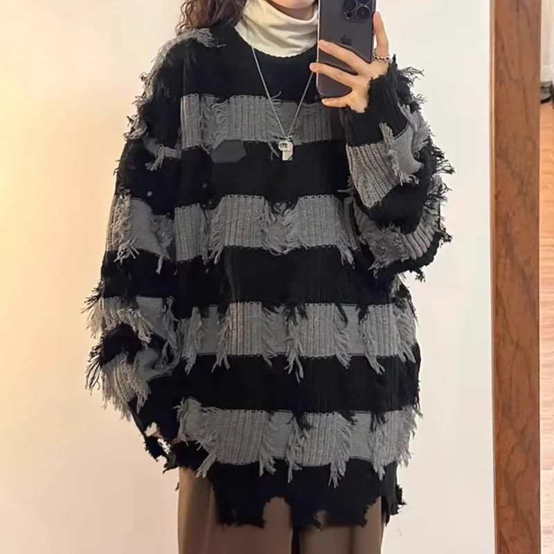 Вязаные свитера Vinateg с кисточками в стиле панк Sweet Cool Y2k эстетичная уличная одежда