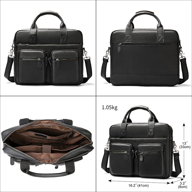 Деловой мужской портфель, мужская сумка-мессенджер, Офисные Сумки из натуральной кожи для мужчин, портфель, сумка для ноутбука 14 дюймов, 2022