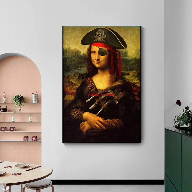 

Забавный художественный плакат Мона Лиза Пиратская Картина на холсте плакаты и принты Настенная картина для гостиной домашний декор