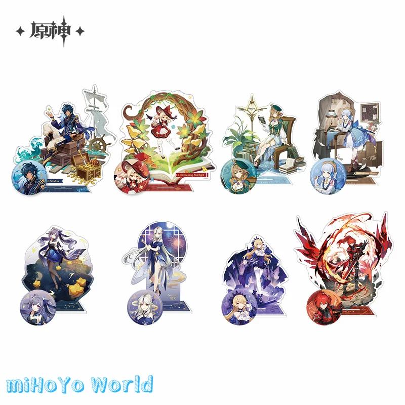 Официальная подлинная игра MiHoYo Genshin Impact Teyvat значок и акриловая карта Diluc Kaeya Klee Fischl