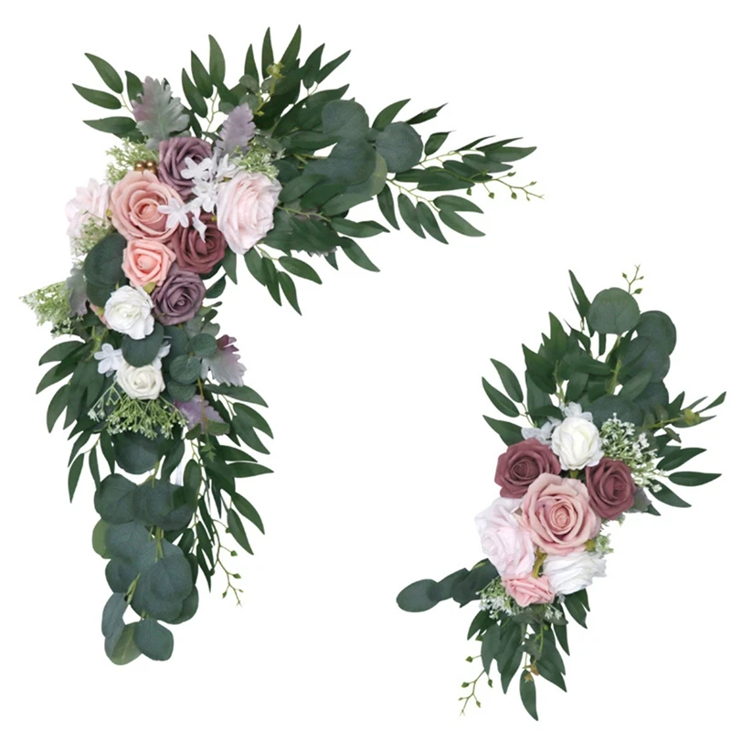 

2Pcs Artificial Flower Wedding Backdrop Party Wedding Garland Arch Decor Flower Row Arrangement Home Accessories