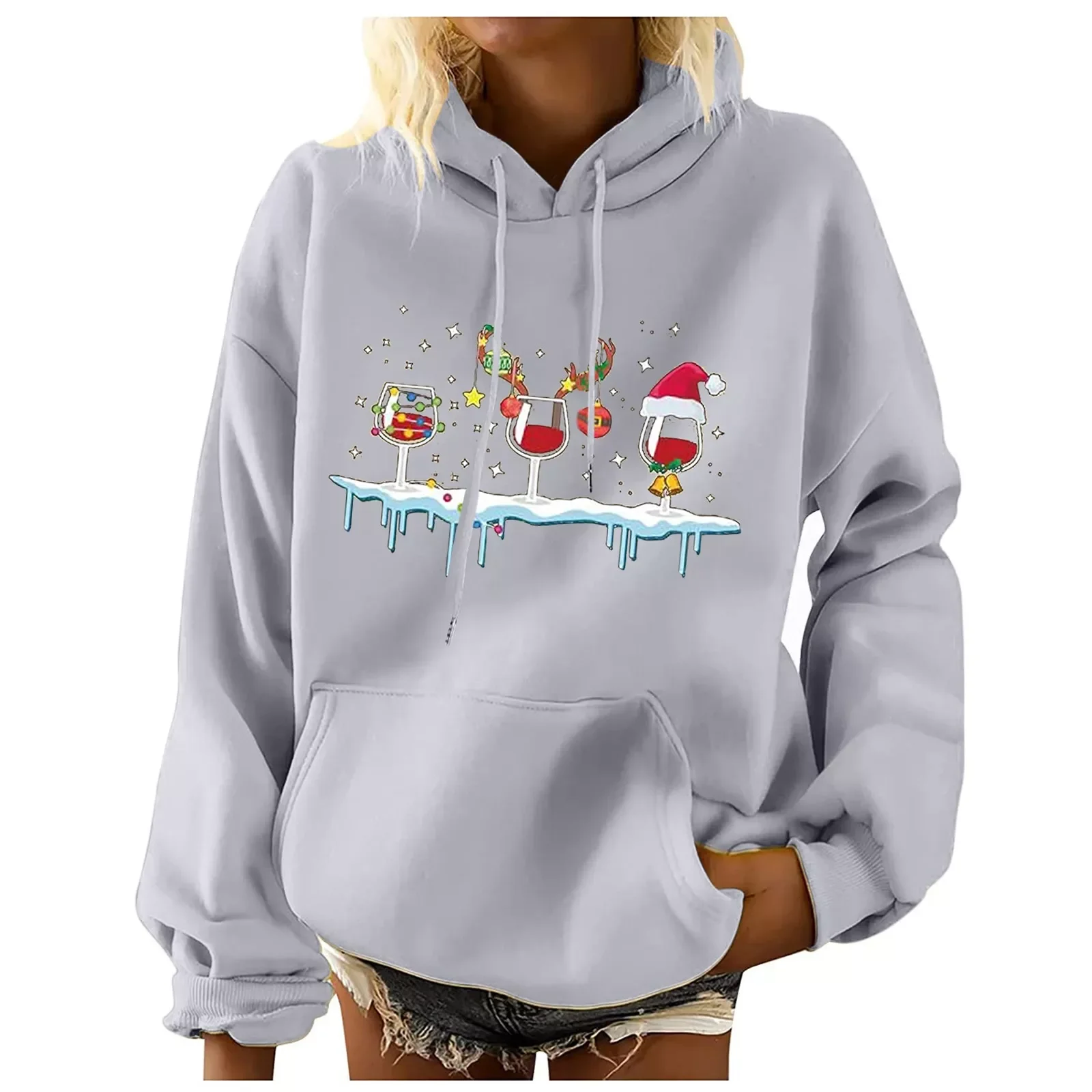 

Autumn Winter Women Casual Long Sleeve Pullover Tops Thickened Down Padded Loose Cotton Blouse Harajuku Drawstring Hoodie