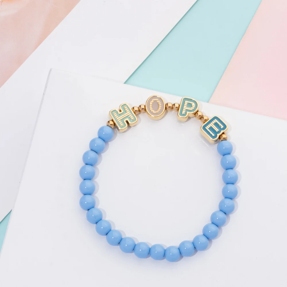 Женский браслет с бусинами 6 мм подвесками в виде букв алфавита ювелирные изделия