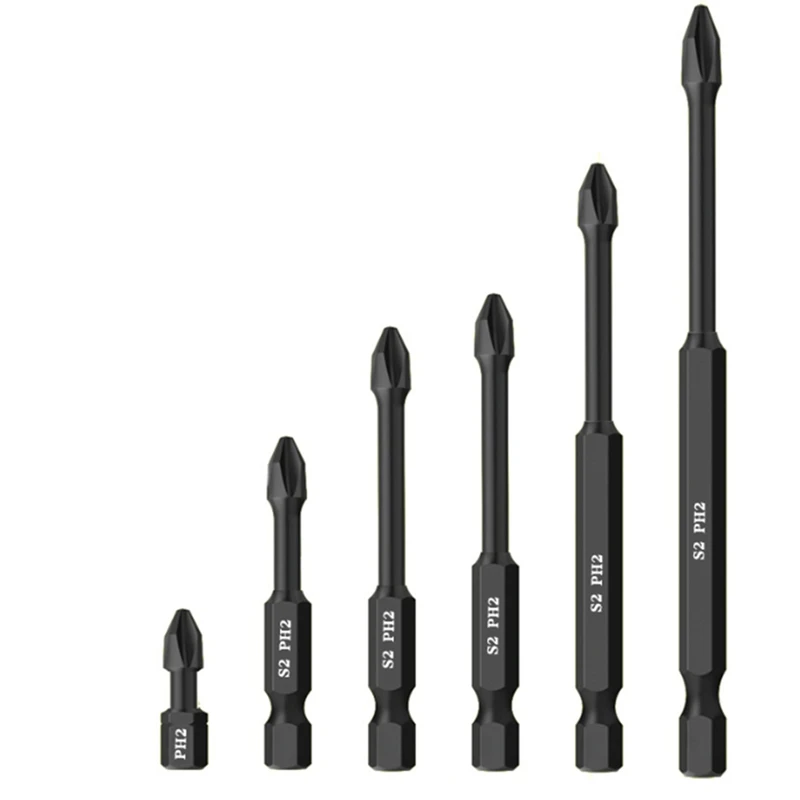 

6 Size Phillips Bits Screwdriver Set Precision Magnetic Impact Electric Screwdrivers Magnetic Hexagonal Bits